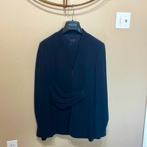 Marlowe navy wool pantsuit with sash detail on the jacket, size 8, made in Italy